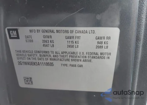 2010 Chevrolet Impala Ls from USA, damaged, VIN 2G1WA5EK5A1110605